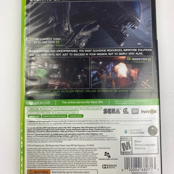 Alien Isolation Nostromo Edition XBOX 360 2 Disc Set Tested NO Manual - Picture 2 of 7